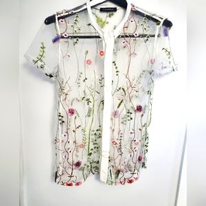 Incerun transparent floral shirt